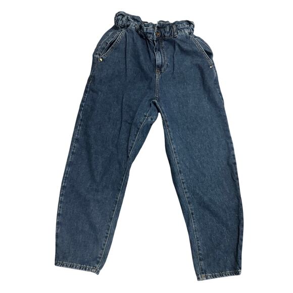 Zara Paperbag Waist Barrel Leg Jeans Size 6 (EUR 38) - Picture 1 of 3